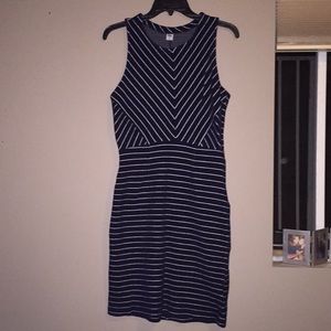 Navy and white striped dress